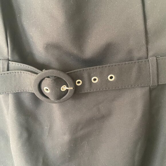 Mango - Belted Black Knee length dress - Size 12 - Picture 4 of 10